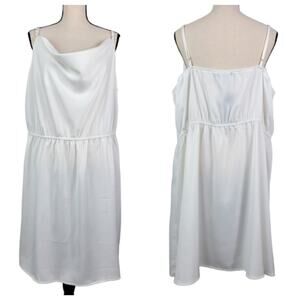 Nasty‎ Gal Satin Your Dreams Camisole Cowl Neck Mini Dress in White Plus Size 20